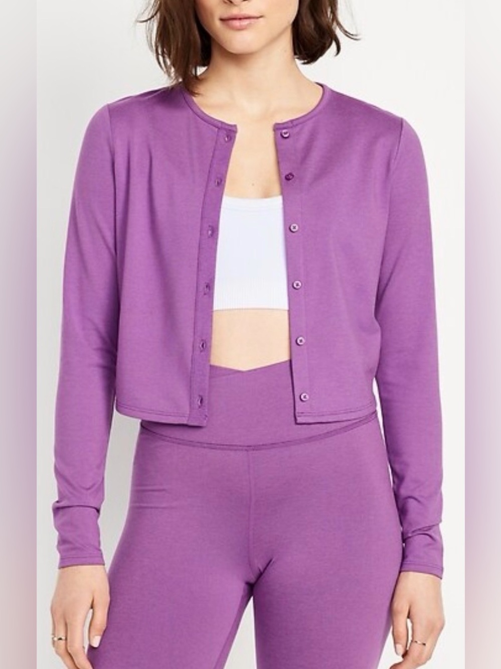 Old Navy CloudComfy Cropped Button Front Cardigan, sz M Tall